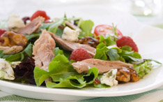 Duck Raspberry Walnut Salad